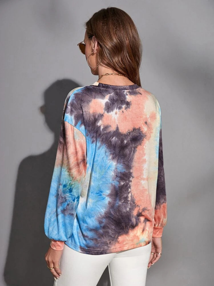 Shein Pastel Tie-Dye Letter Graphic Tee, L +