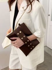 Women's Solid Studded Square Wristlet Bag