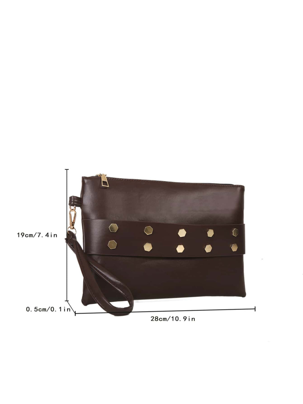 Women's Solid Studded Square Wristlet Bag