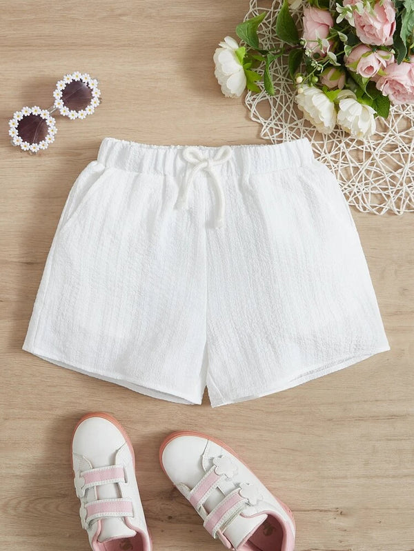 Shein Girls Knot Waist Solid Shorts, 8T+