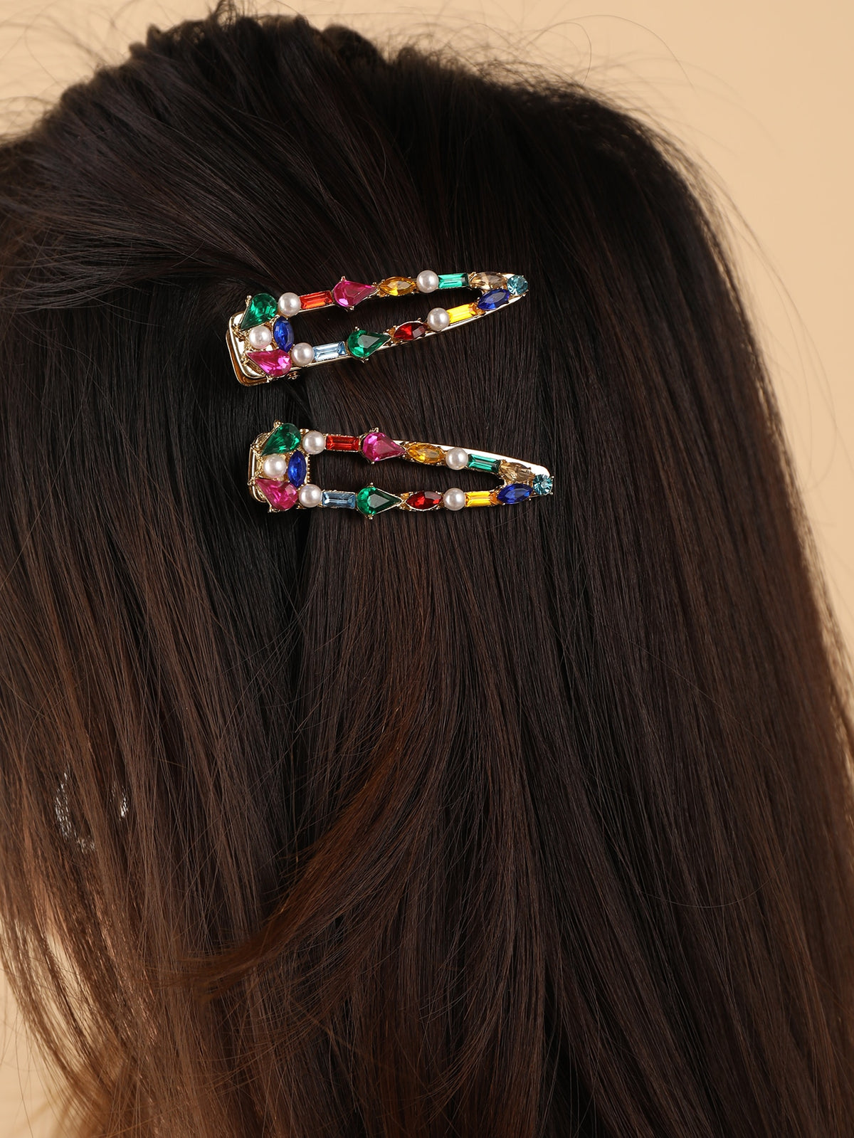 Women's Elegant Rhinestone Geometric Alligator Hair Clip Set