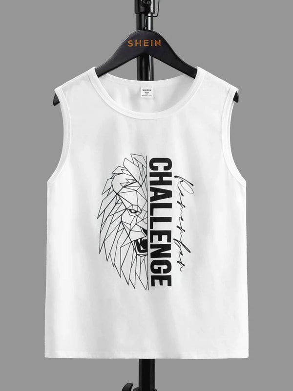 Shein Kids EVRYDAY Boys Lion & Letter Graphic Tank Top, 10T+