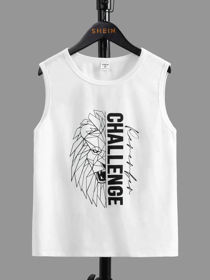 Shein Kids EVRYDAY Boys Lion & Letter Graphic Tank Top, 10T -.