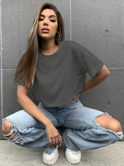 Shein Drop Shoulder Solid Tee, M +