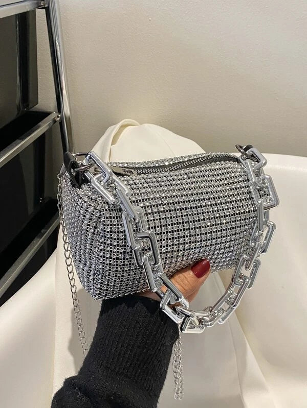 Shein Mini Studded Décor Chain Bucket Bag */