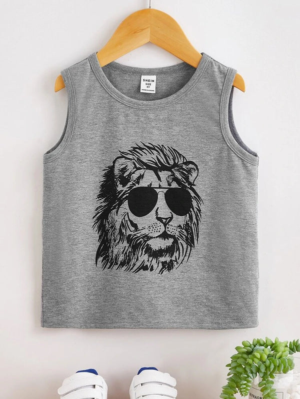 Shein Toddler Boys Lion Print Tank Top, 4T +