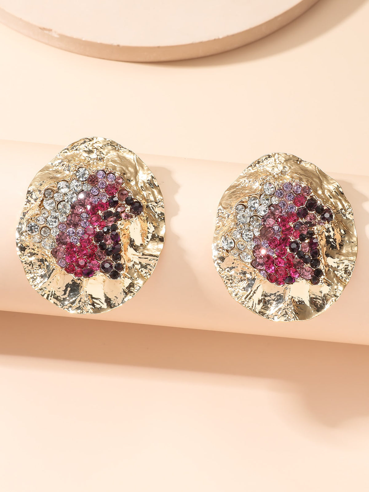Women's Textured Rhinestone Stud Earrings