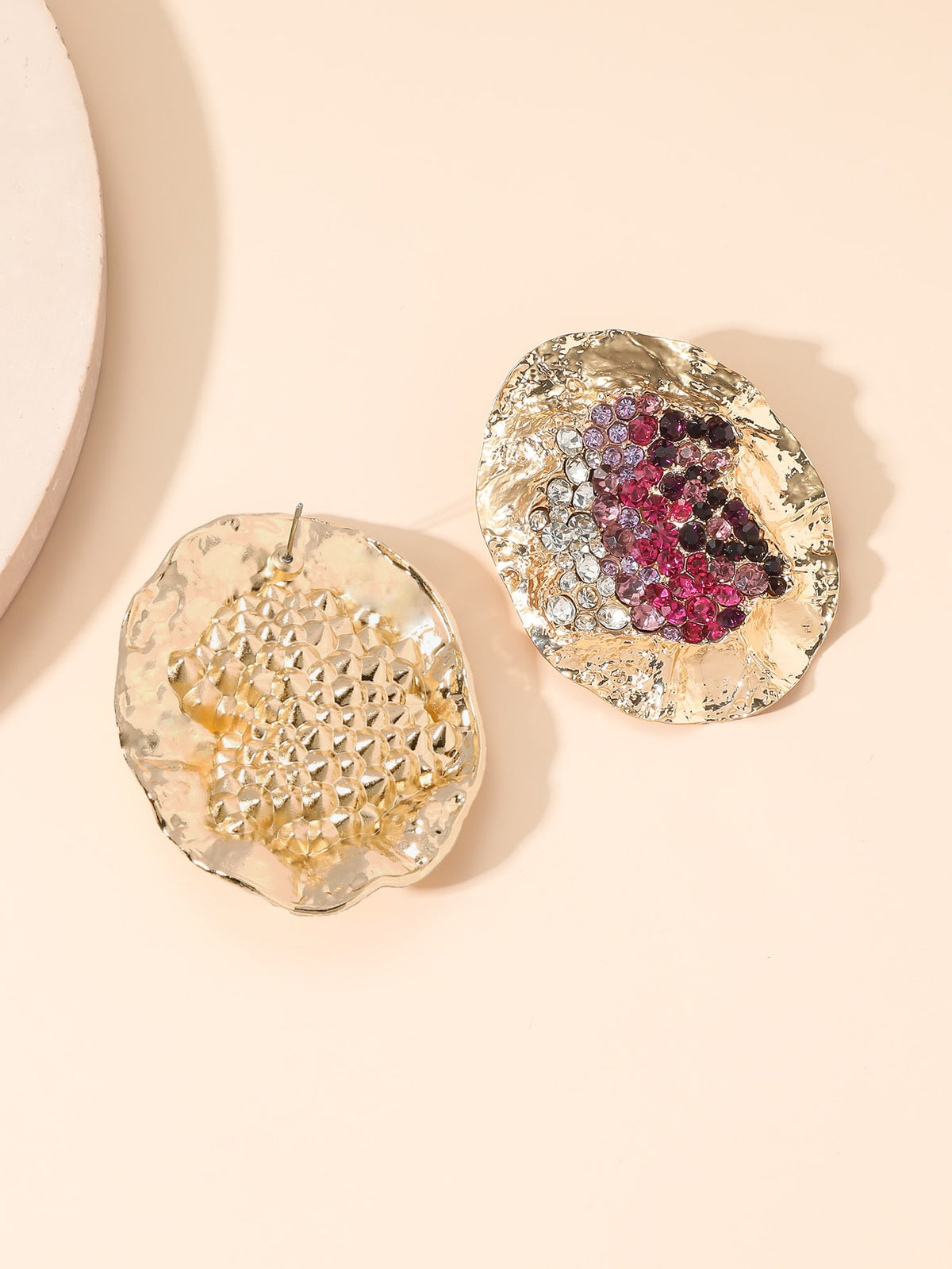 Women's Textured Rhinestone Stud Earrings
