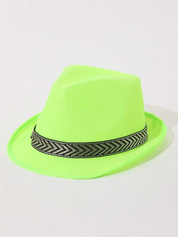 Shein Men Tape Decor Fedora Hat */