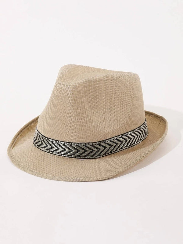 Shein 1pc Men Embroidered Detail Tape Decor Cowboy Hat For Beach Party*/