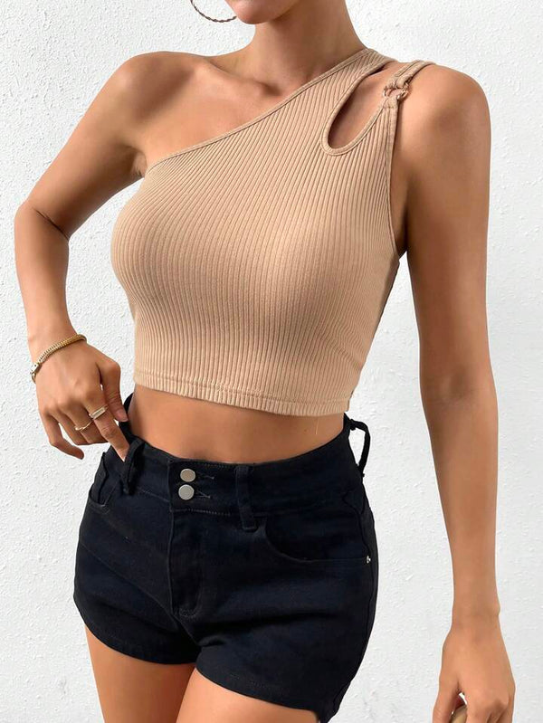 Shein One Shoulder Cut Out Crop Top, S*/