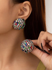 Women's Round Rhinestone Crystal Stud Earrings