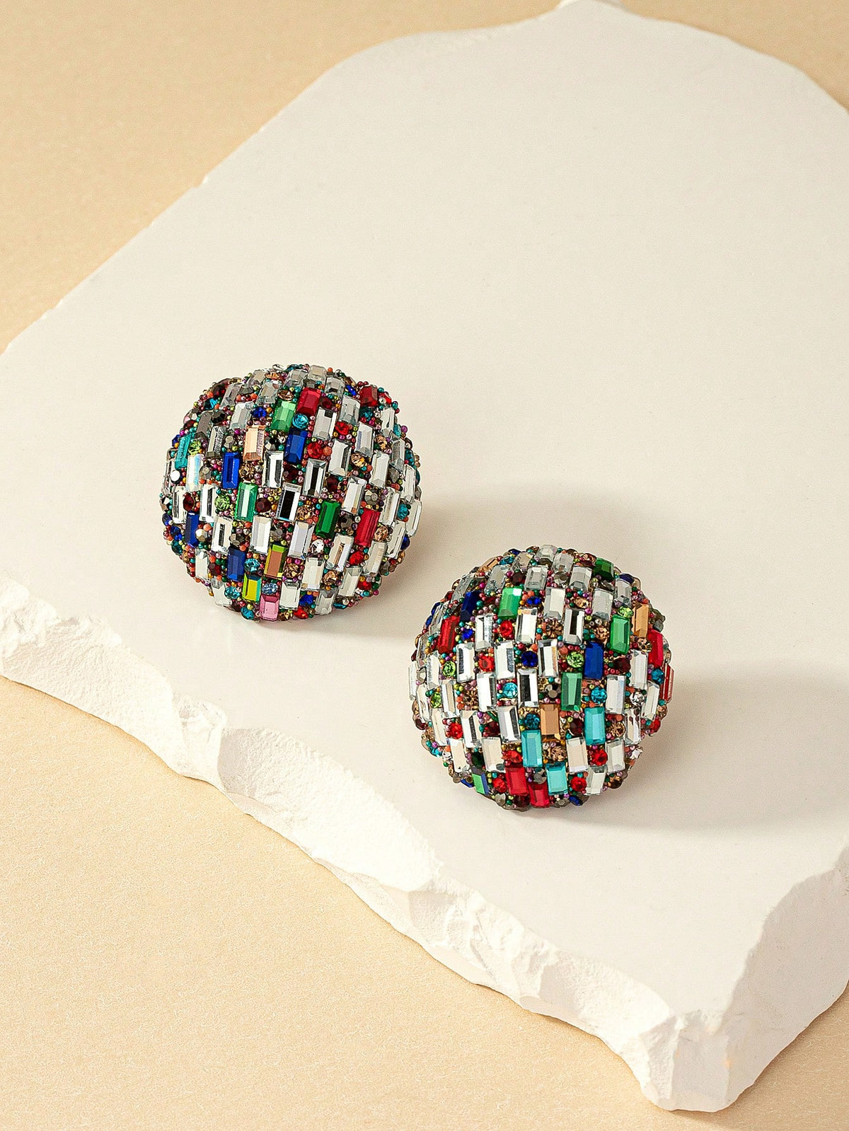 Women's Round Rhinestone Crystal Stud Earrings