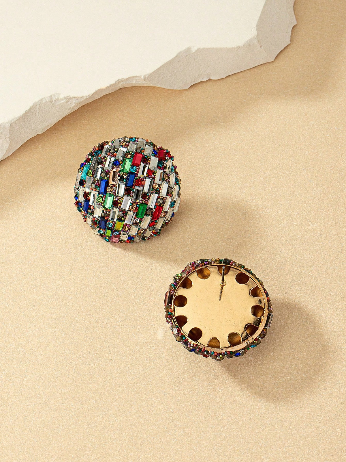 Women's Round Rhinestone Crystal Stud Earrings