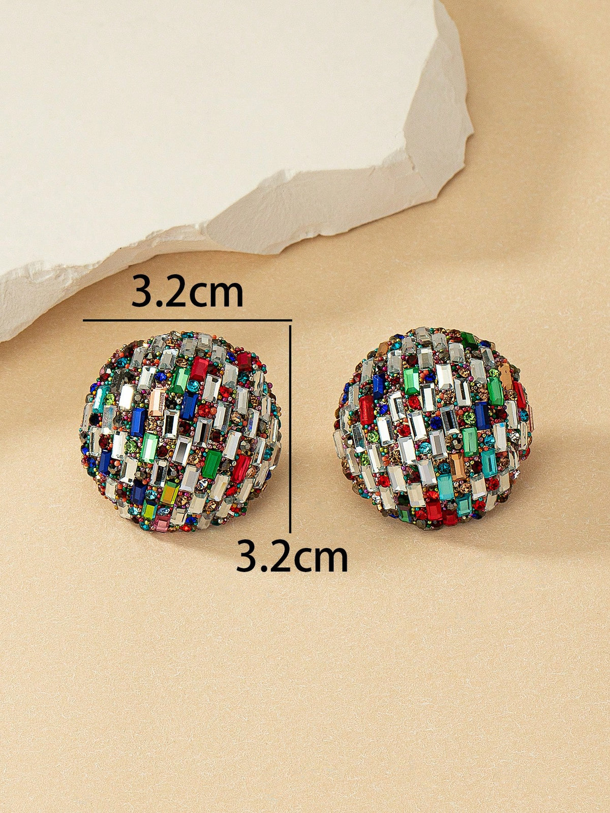 Women's Round Rhinestone Crystal Stud Earrings
