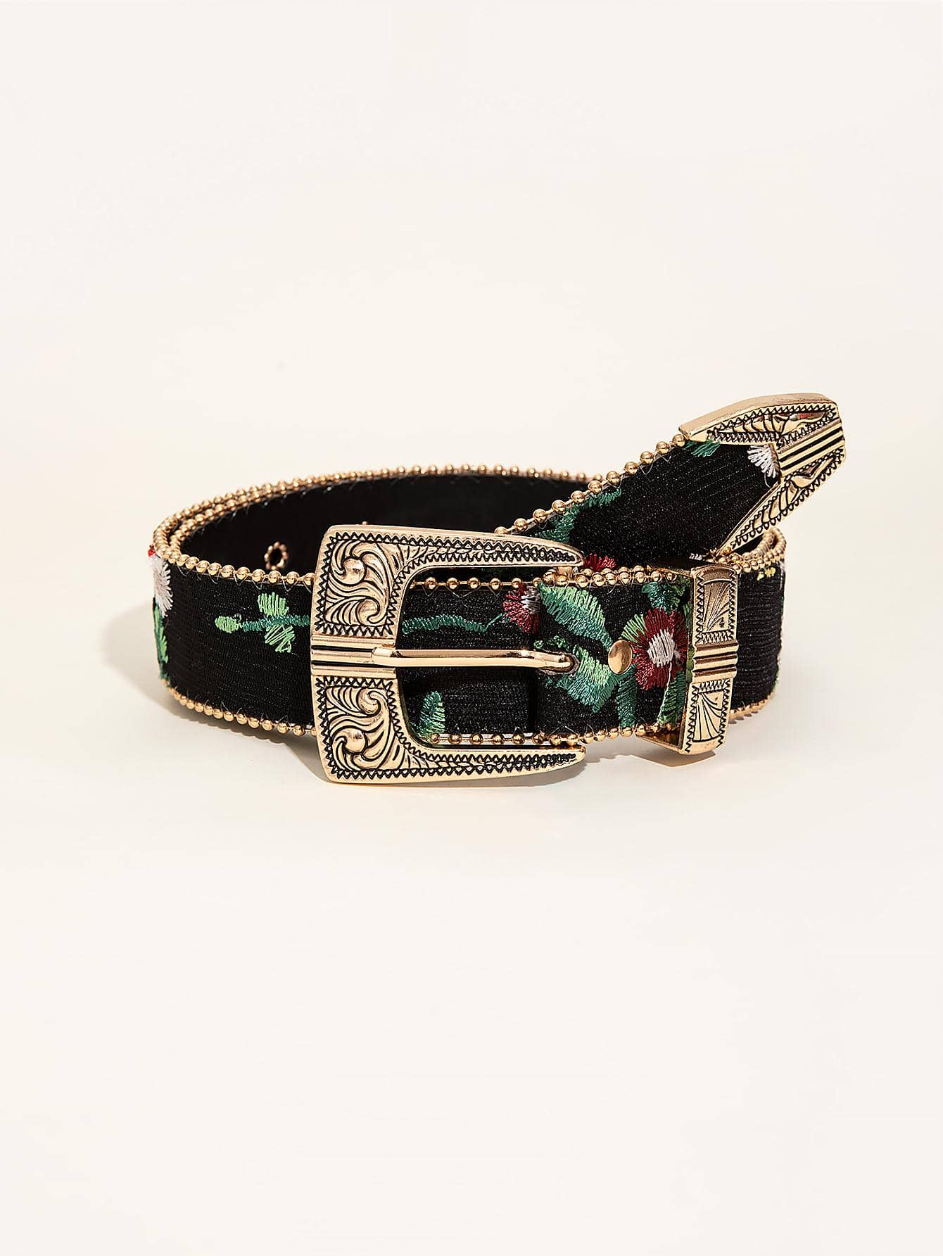 Women's Casual Retro Floral Embroidered Boho Western Belt