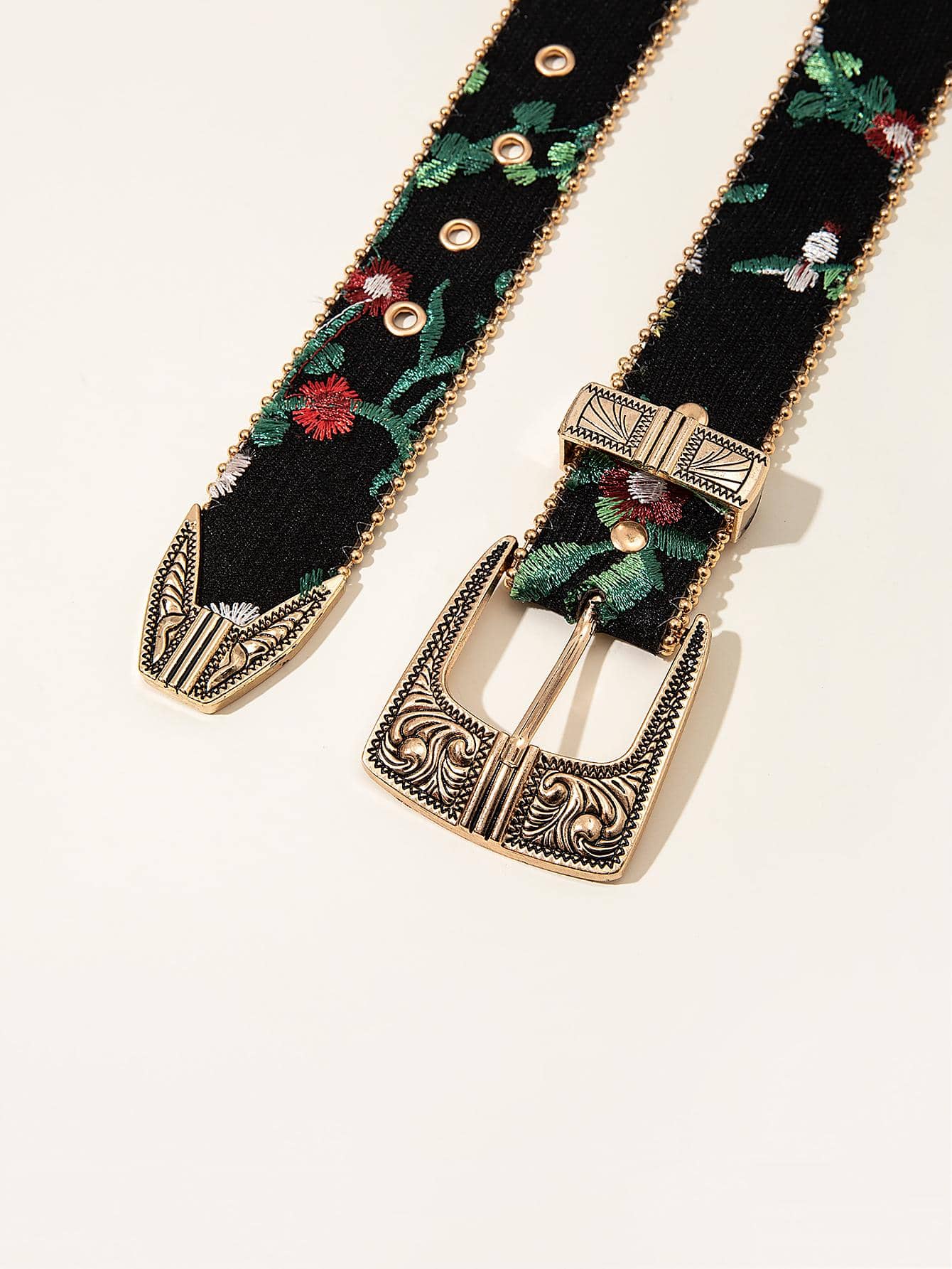 Women's Casual Retro Floral Embroidered Boho Western Belt