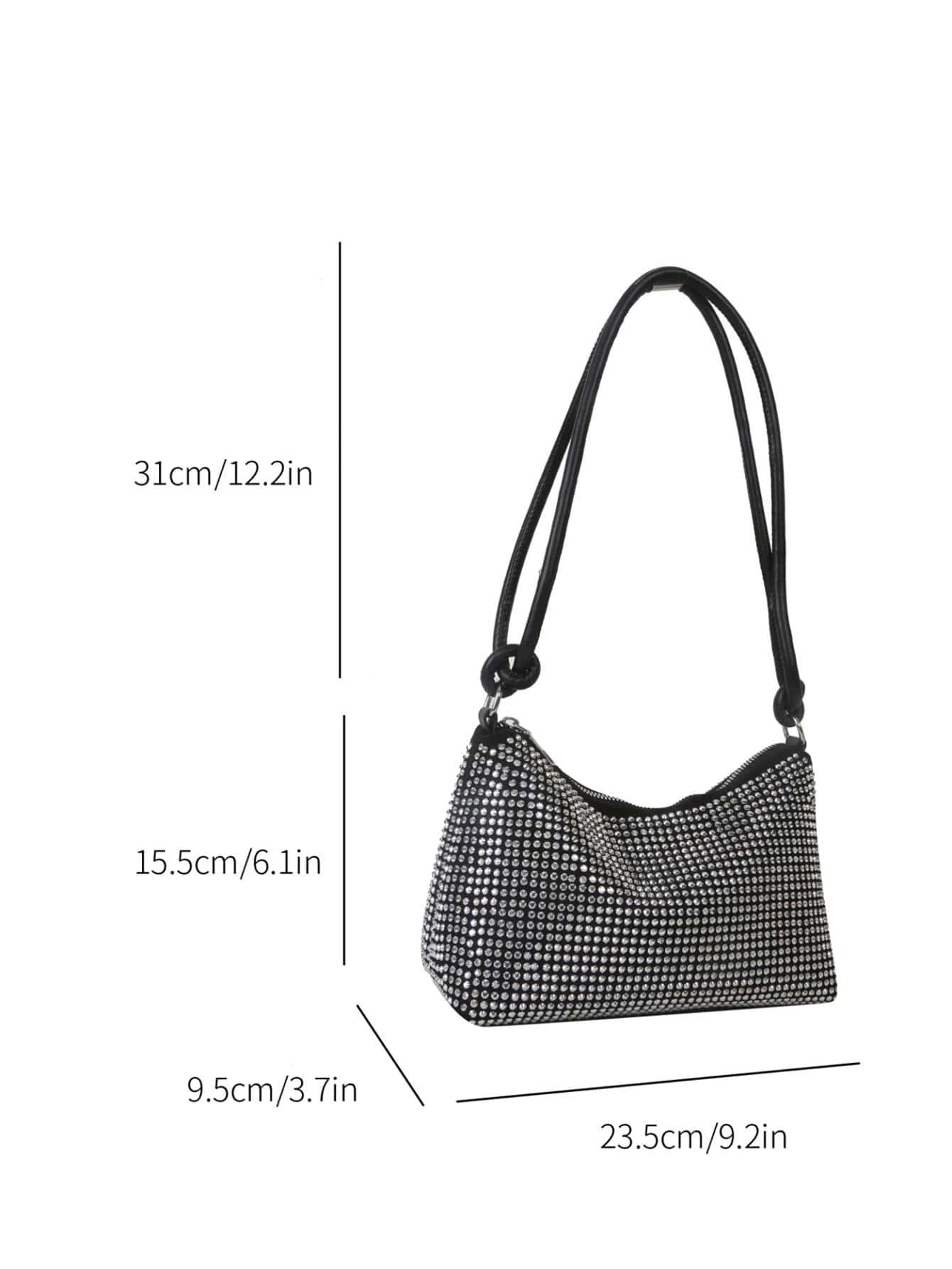SHEIN Small Studded Hobo Bag Zipper Punk Silver