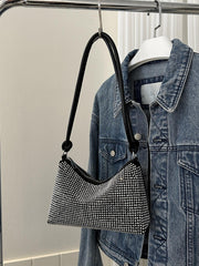 SHEIN Small Studded Hobo Bag Zipper Punk Silver
