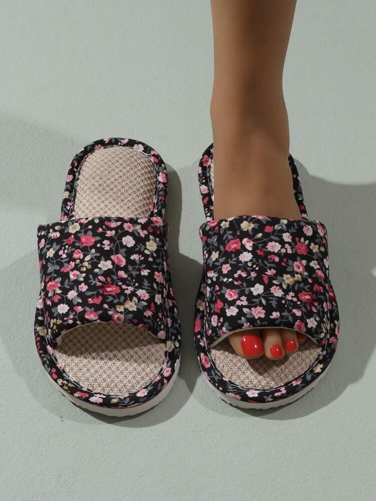 Shein Women Lightweight Ditsy Floral Print Home Slippers