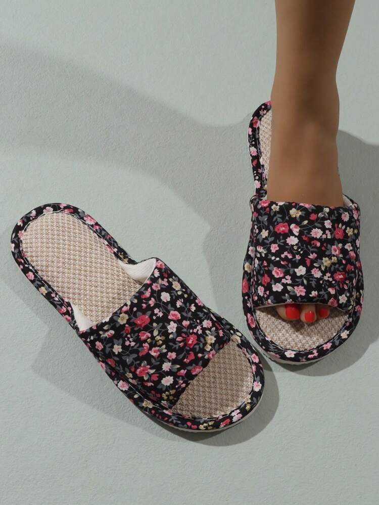 Shein Women Lightweight Ditsy Floral Print Home Slippers