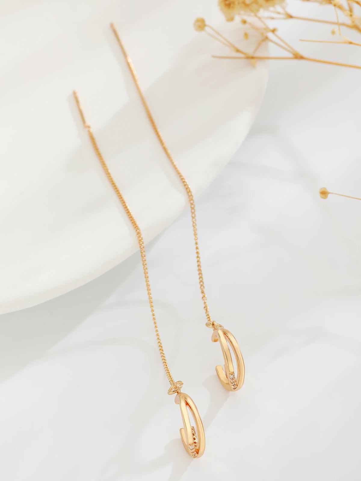 Women's Minimalist Extra Long Metal Dangle Earring Set
