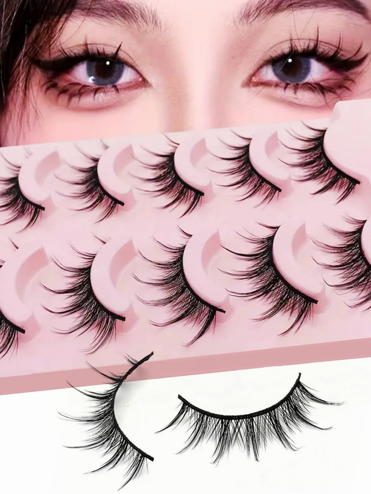 Women's 5-Pair Manga Anime Natural Wispy False Eyelash Set