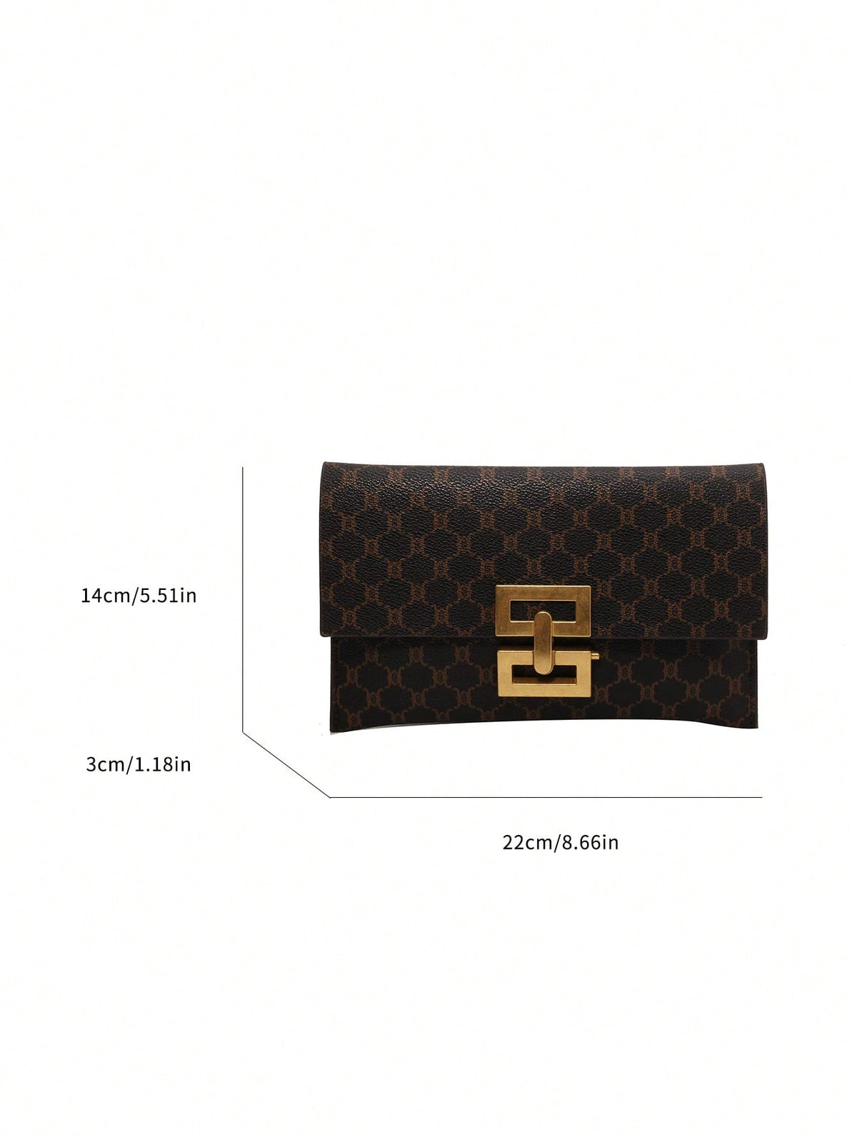 Women's Elegant Printed Square Evening Clutch Bag Coffee Brown