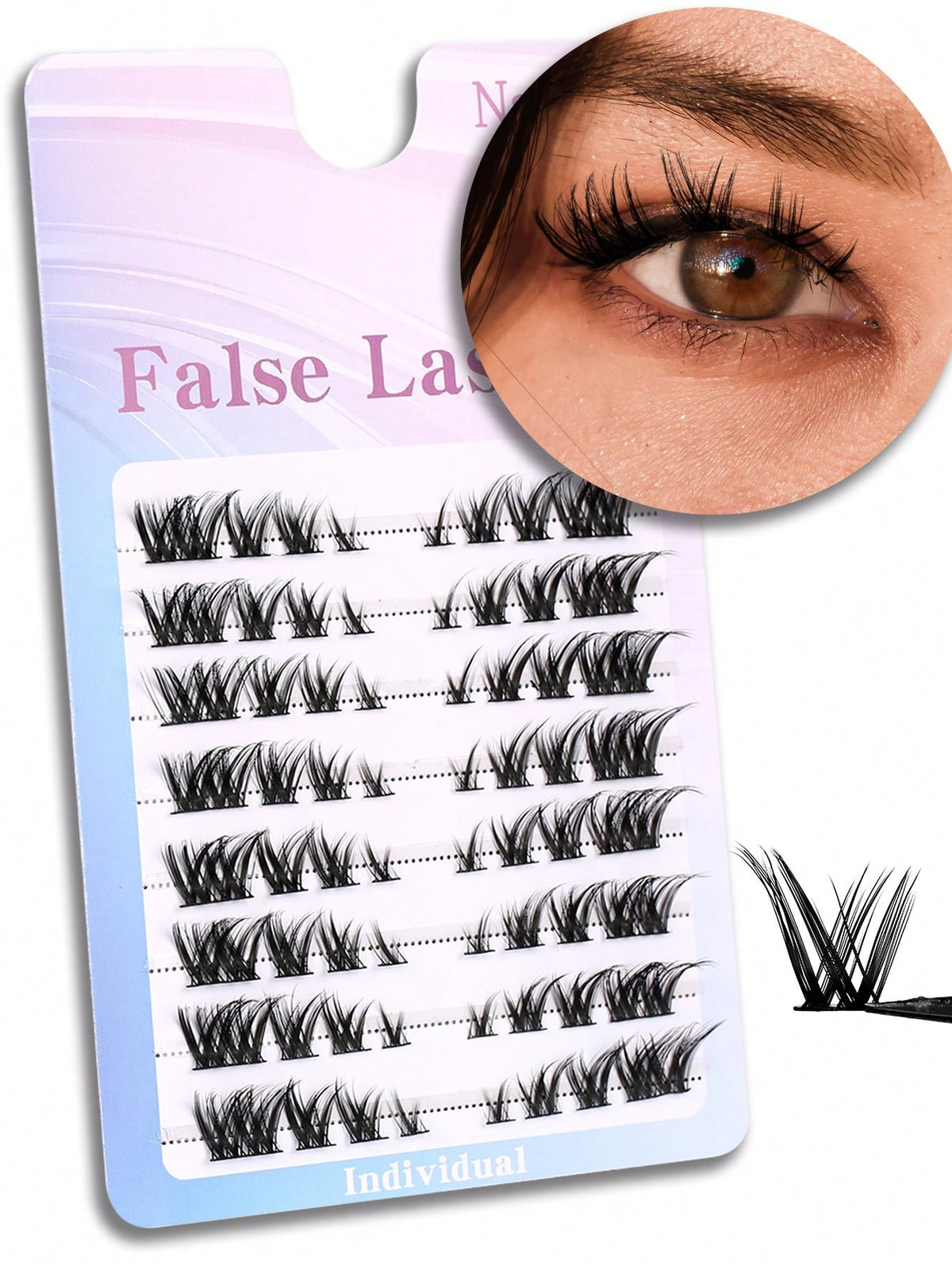 Women's Natural Fox Eye Sectioned Cluster Eyelashes Set