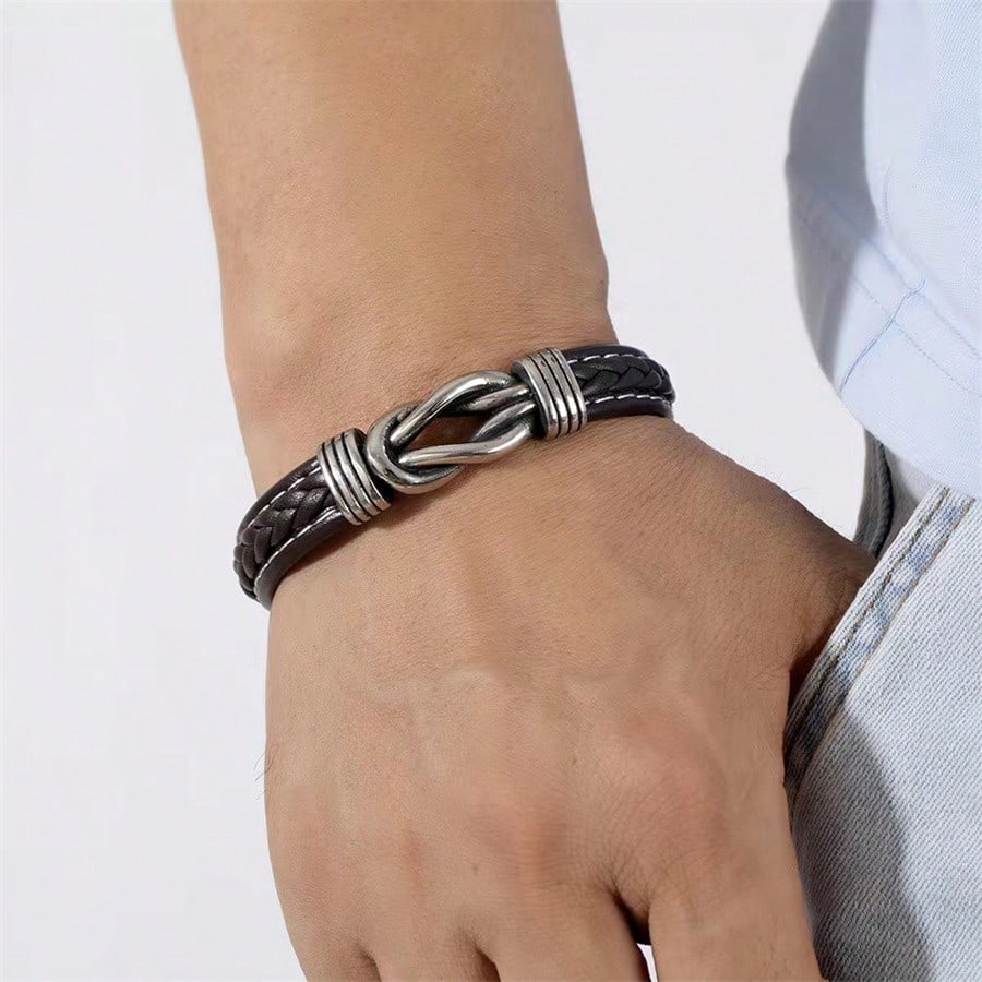 Men's Punk Two-Tone PU Leather Bracelet
