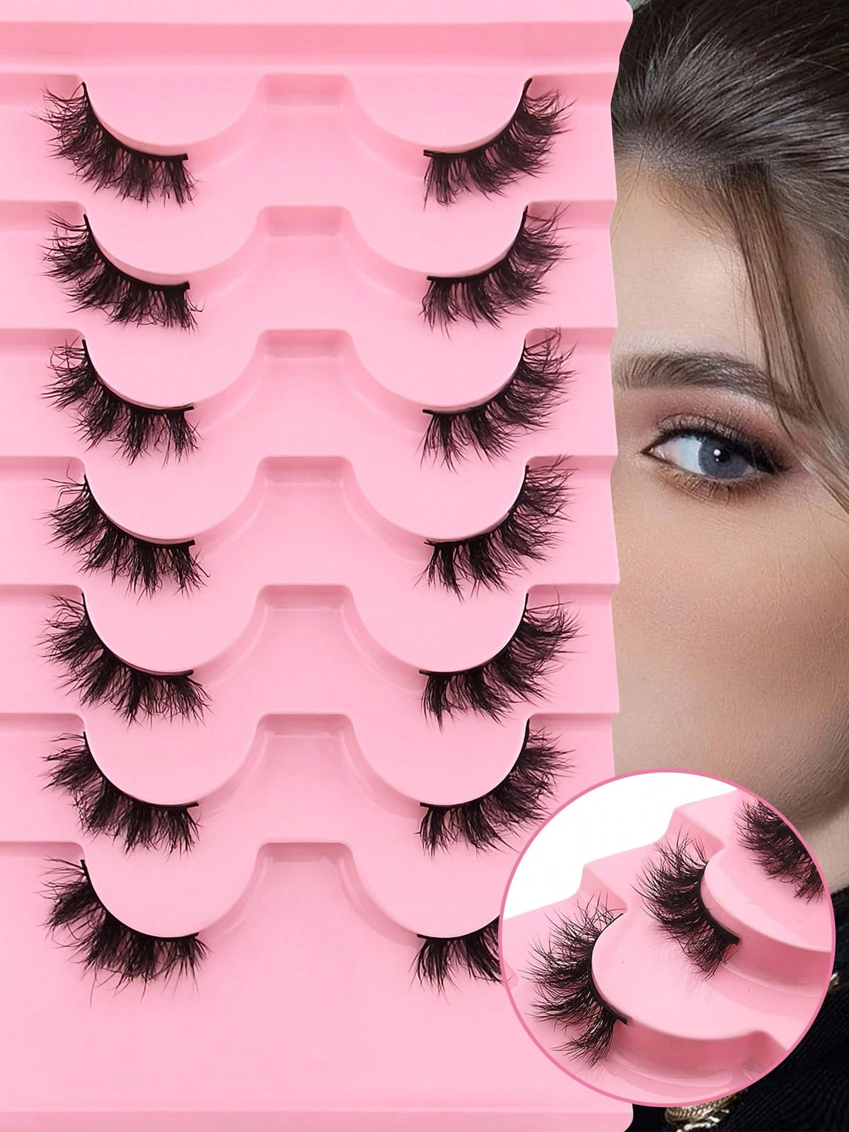Women's 10mm Cat Eye Faux Mink False Eyelash Set