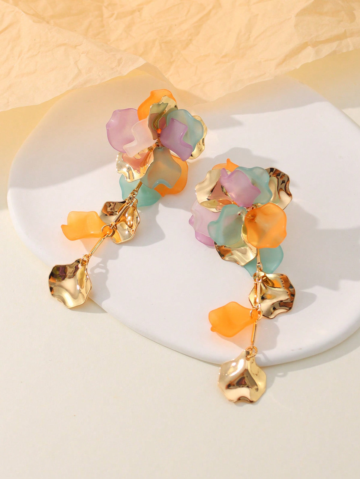 Women's Bohemian Colorful Metal Flower Stud Earring Set