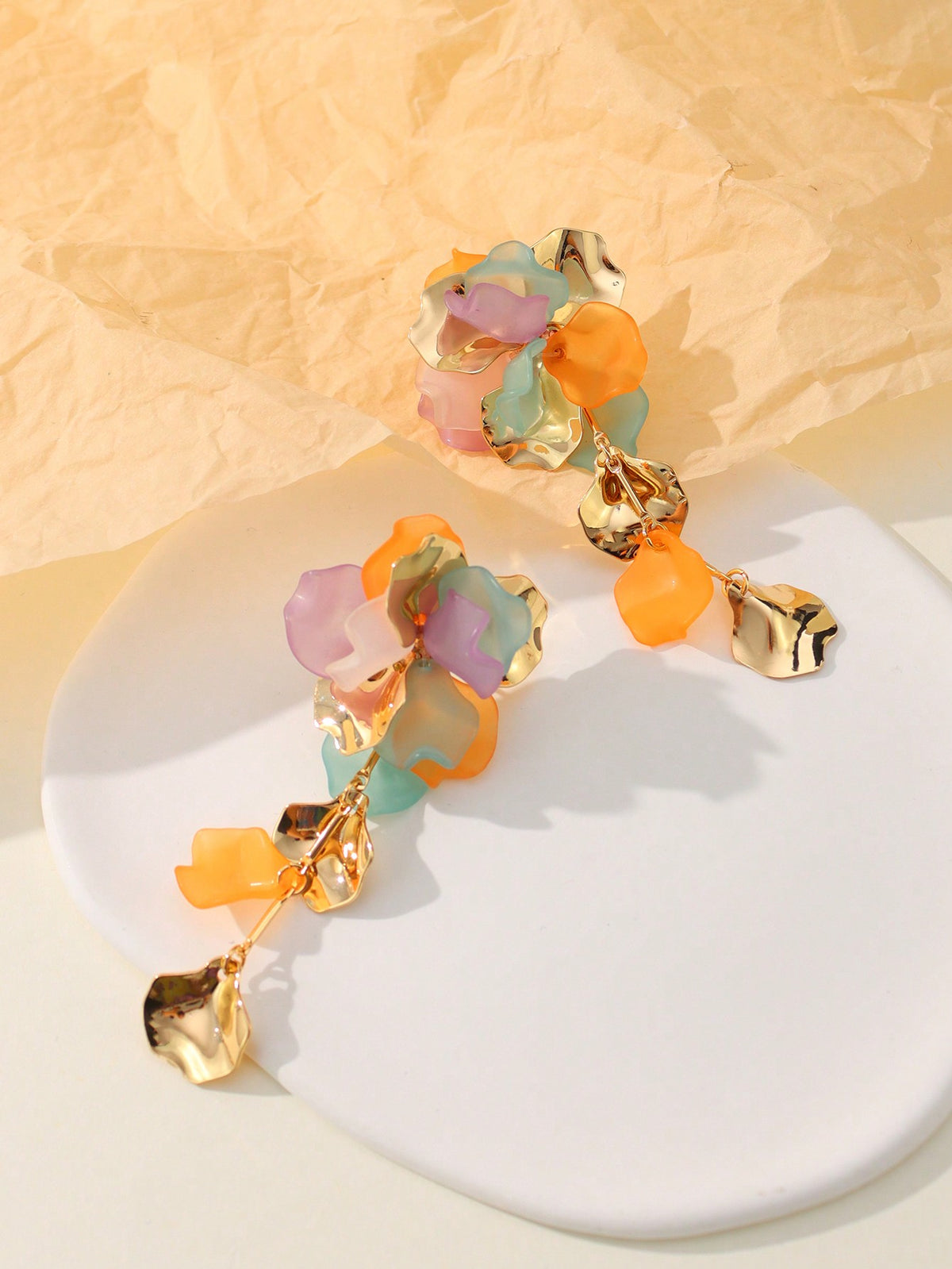 Women's Bohemian Colorful Metal Flower Stud Earring Set