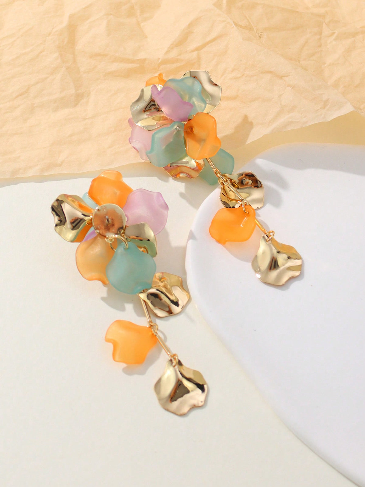 Women's Bohemian Colorful Metal Flower Stud Earring Set