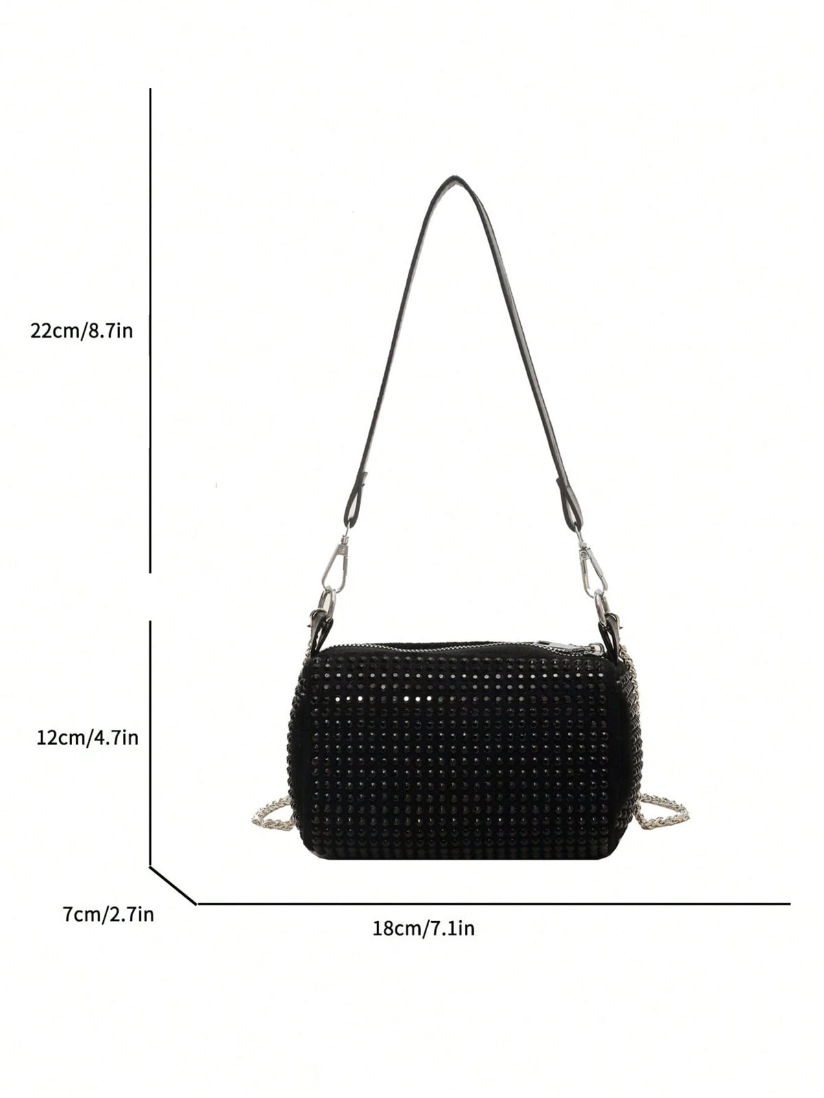 Women's Fashionable Rhinestone Metal Chain Crossbody Shoulder Bag