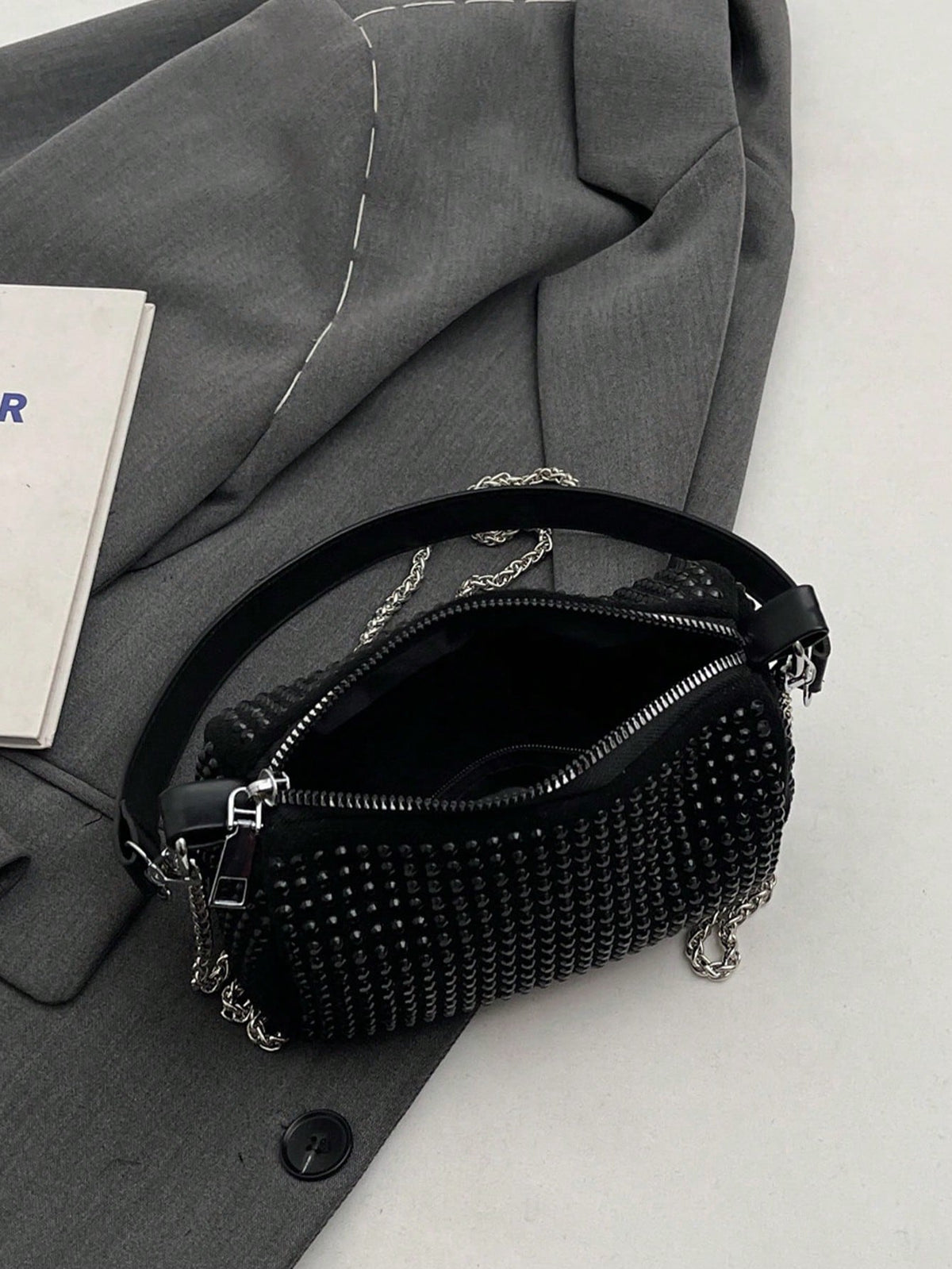 Women's Fashionable Rhinestone Metal Chain Crossbody Shoulder Bag