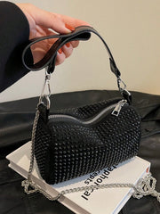 Women's Fashionable Rhinestone Metal Chain Crossbody Shoulder Bag