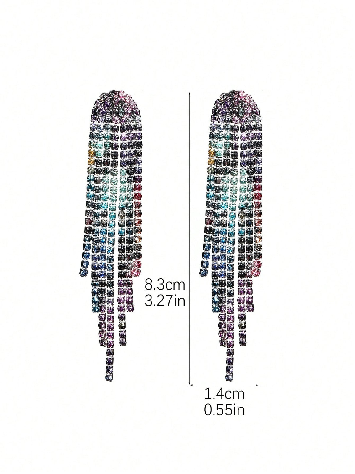 Women's Nightclub Party Tassel Crystal Stud Earring Set