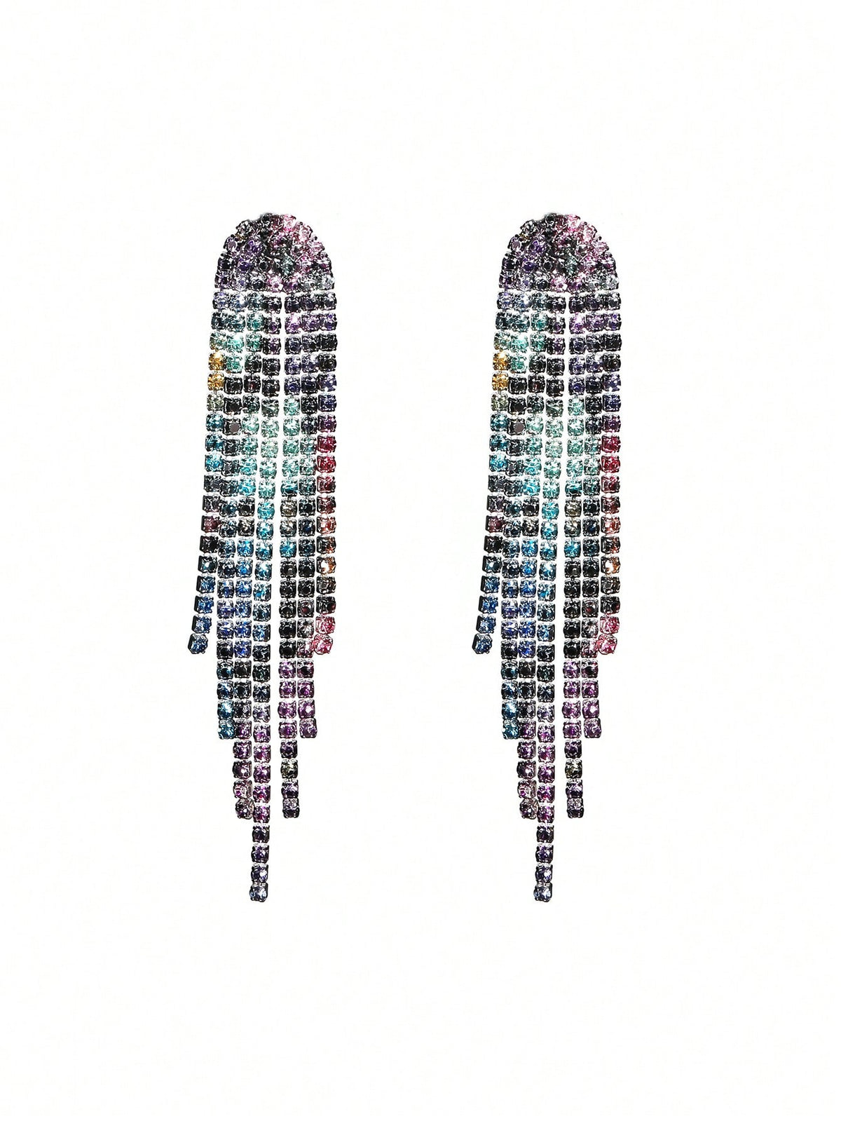 Women's Nightclub Party Tassel Crystal Stud Earring Set