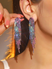 Women's Nightclub Party Tassel Crystal Stud Earring Set