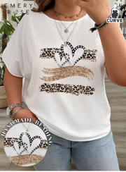 Shein Casual Loose Fit Round Neck Short Sleeve Plus Size Shirt, 3XL>