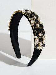Women's Luxurious Jewel Decorated Wide Faux Pearl Headband