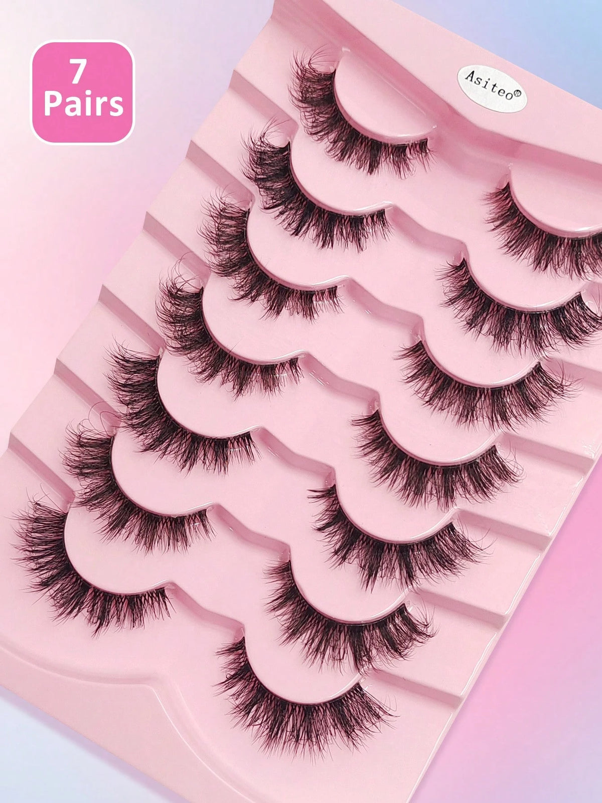 Women's 7-Pair Fluffy Synthetic Mink False Eyelash Set
