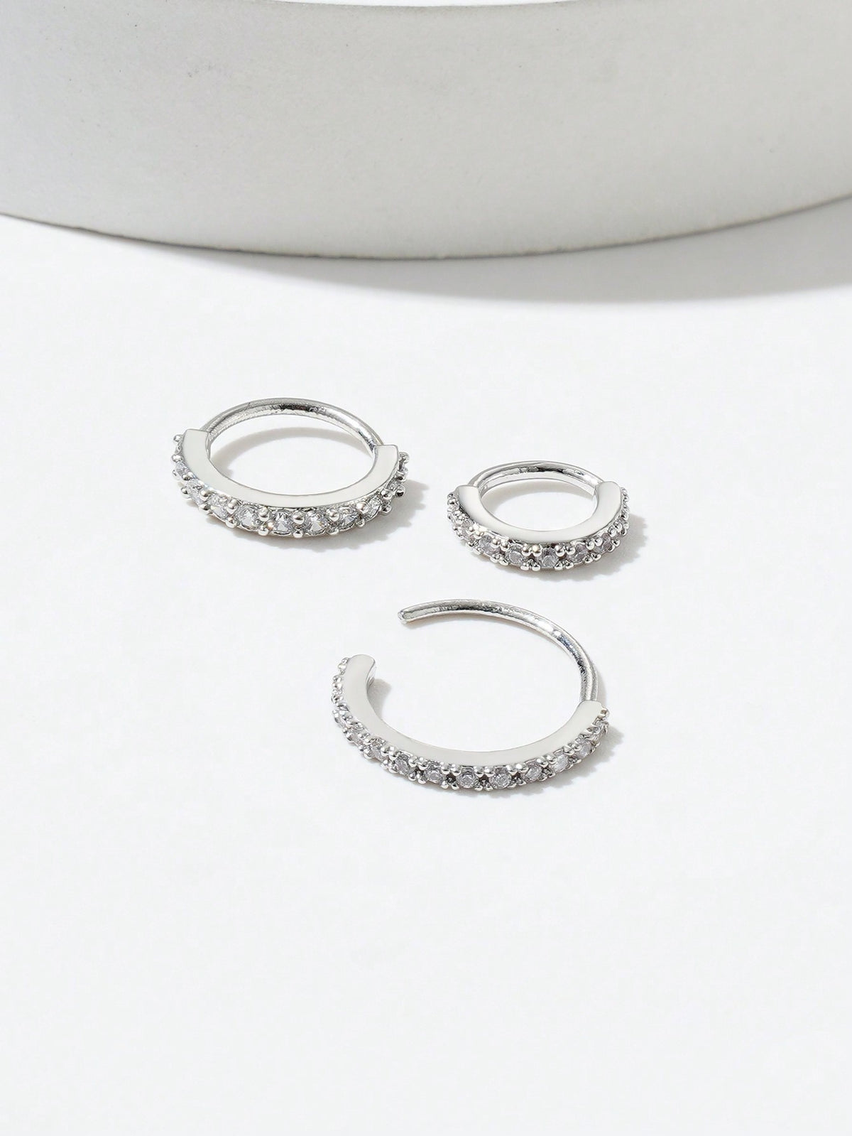 Women's Cubic Zirconia Silver Nose Ring Cartilage Earring