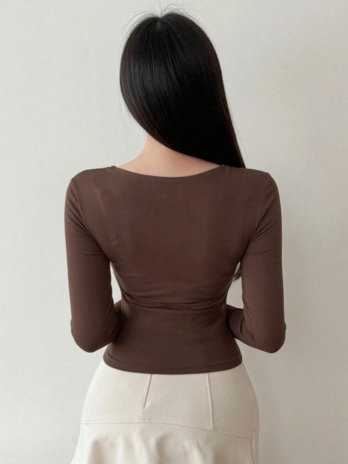 Women's Ribbed Cut Out Long Sleeve Top