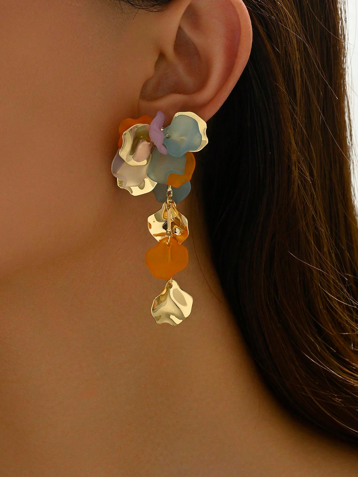 Women's Bohemian Colorful Metal Flower Stud Earring Set