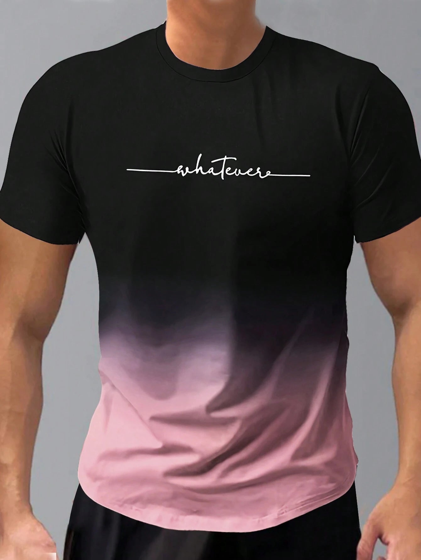 Men's Casual Tie Dye Letter Print Round Neck Short Sleeve T-Shirt