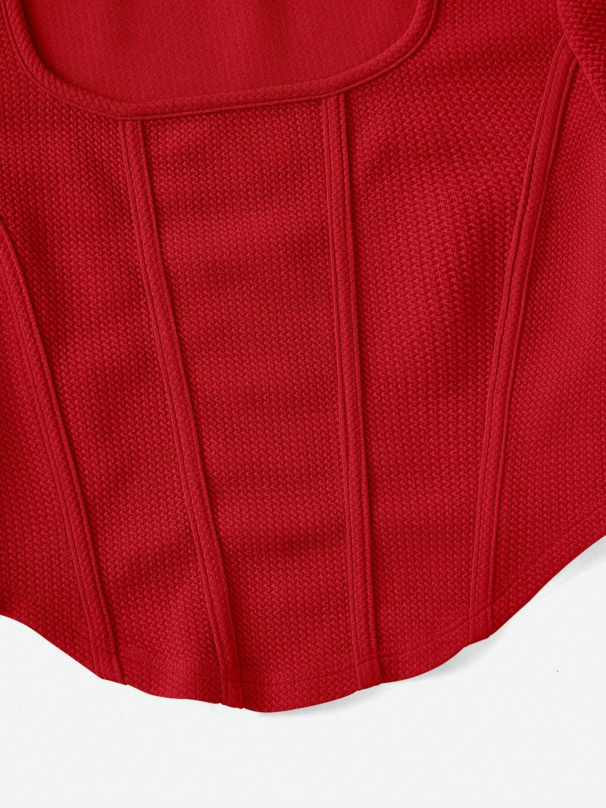 Women's Square Neck Seam Detail Curved Hem Crop Tee