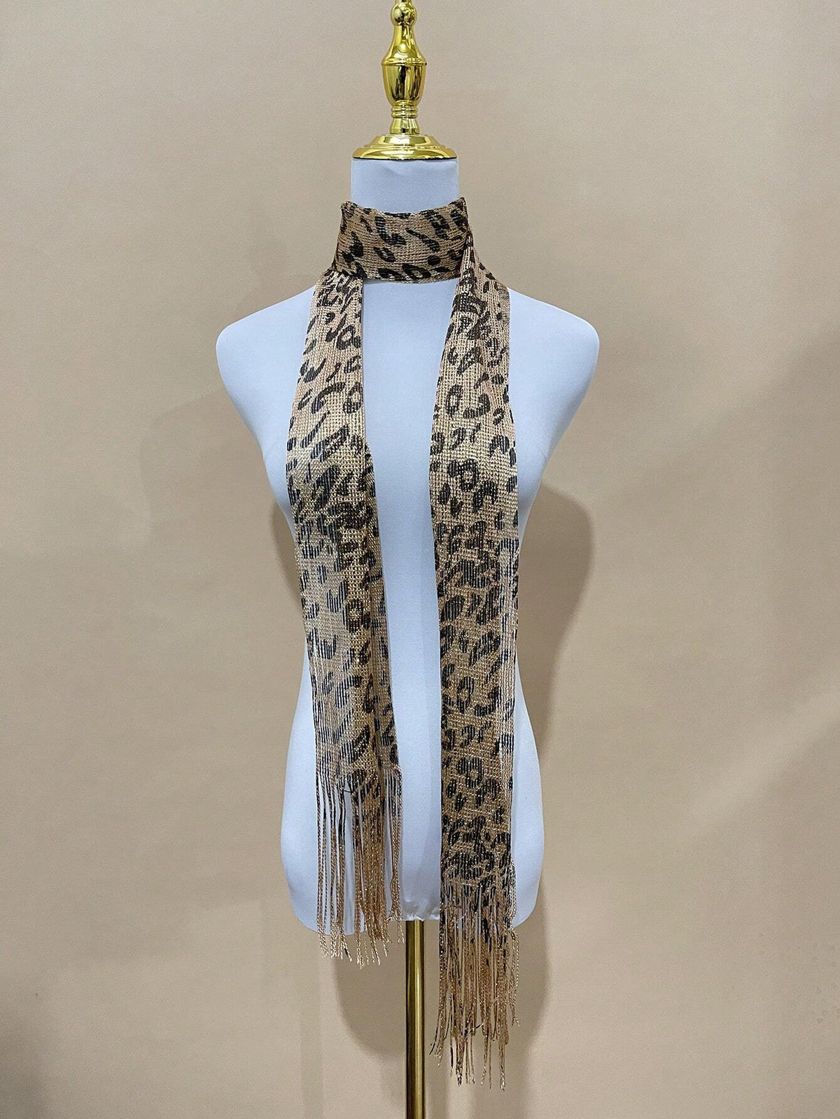Women's Fashionable Leopard Print Knitted Twilly Scarf