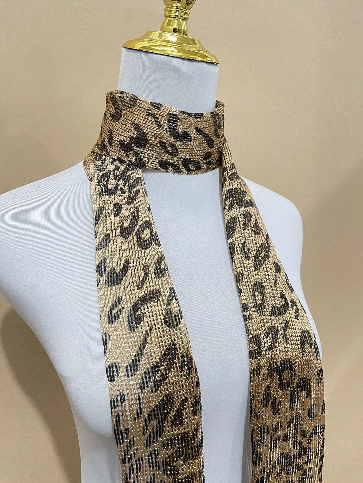 Women's Fashionable Leopard Print Knitted Twilly Scarf
